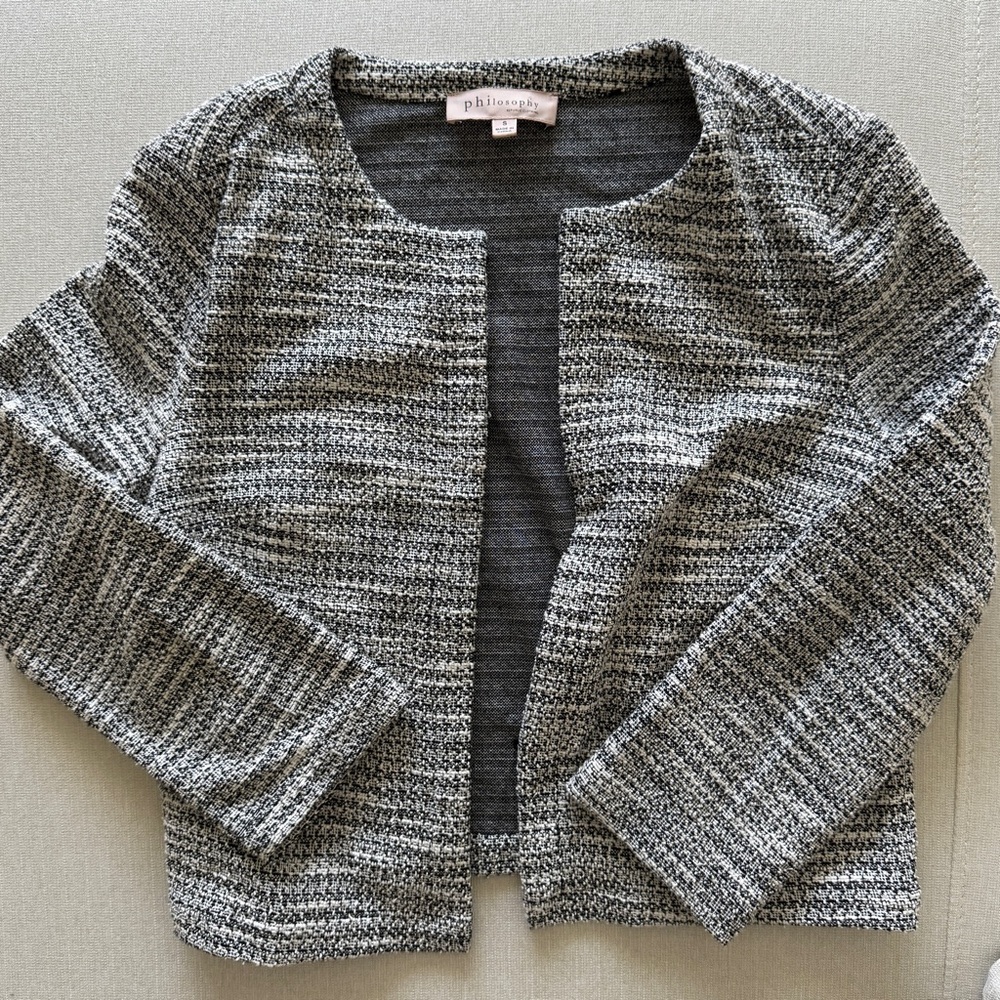 Philosophy Women's Tweed Style Black and White Blended Blazer